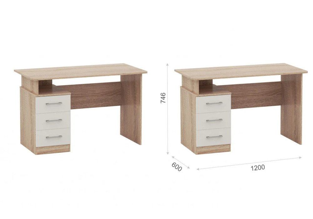 Стол Гарвард 120 3ящ (Дуб сонома/белый)  фабрика Империал 