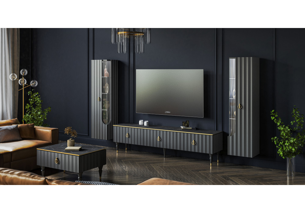 Гостиная МС ЛОРЕНСО (Графит) Мебель-Неман