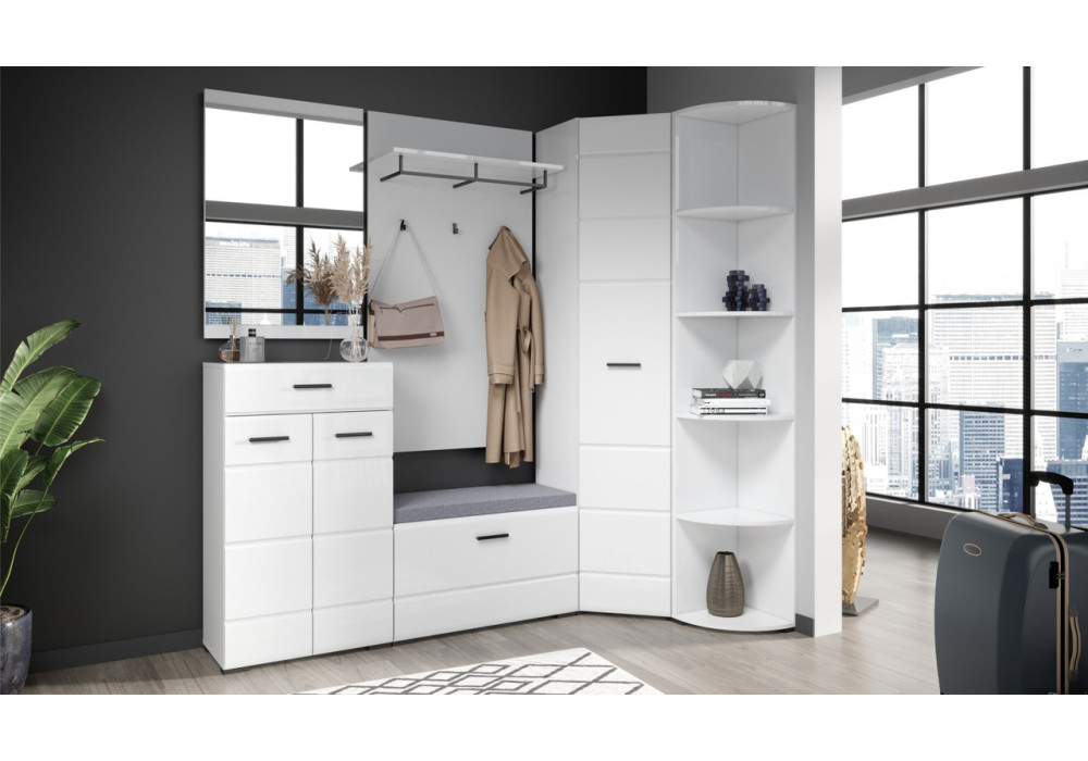 Угловой шкаф в прихожую Йорк  (белый/белый глянец)  фабрика Империал 
