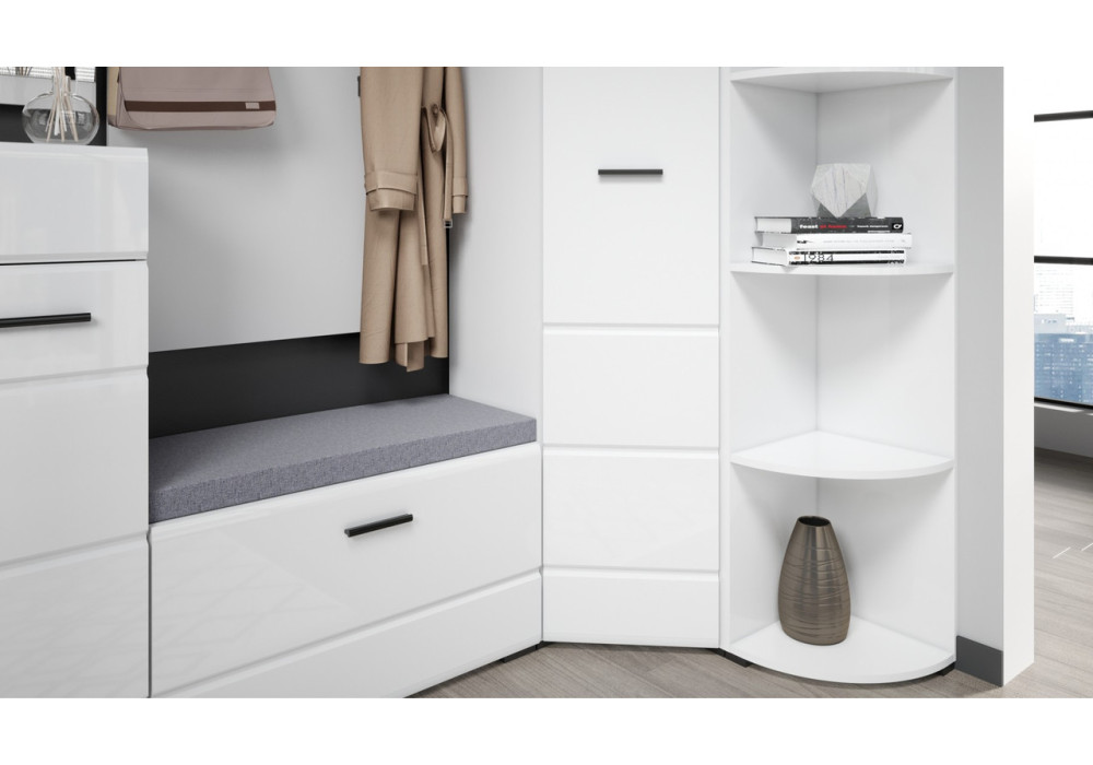 Угловой шкаф в прихожую Йорк  (белый/белый глянец)  фабрика Империал 