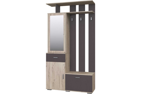 Шкаф-вешалка с зеркалом 01 Имидж (Дуб Бонифаций/Вольфрам) фабрика Браво Мебель
