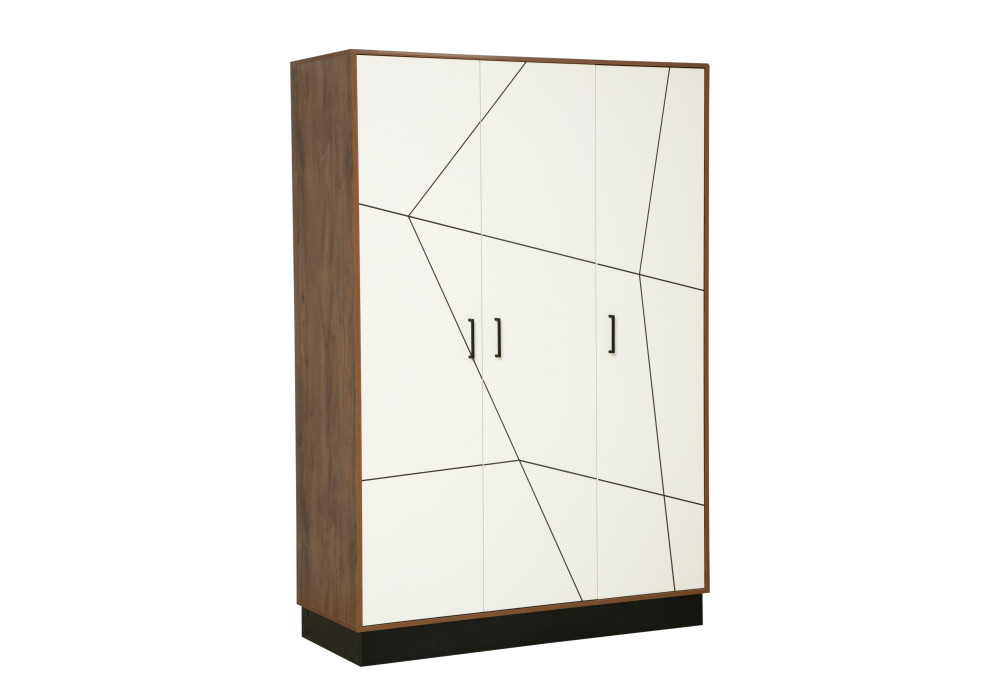 Шкаф для одежды 54.12 Гамма (3-х дв.) (таксония / черный / ПВХ белый) Фабрика Олмеко