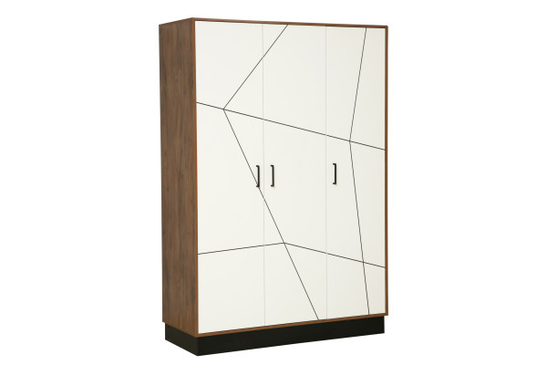 Шкаф для одежды 54.12 Гамма (3-х дв.) (таксония / черный / ПВХ белый) Фабрика Олмеко