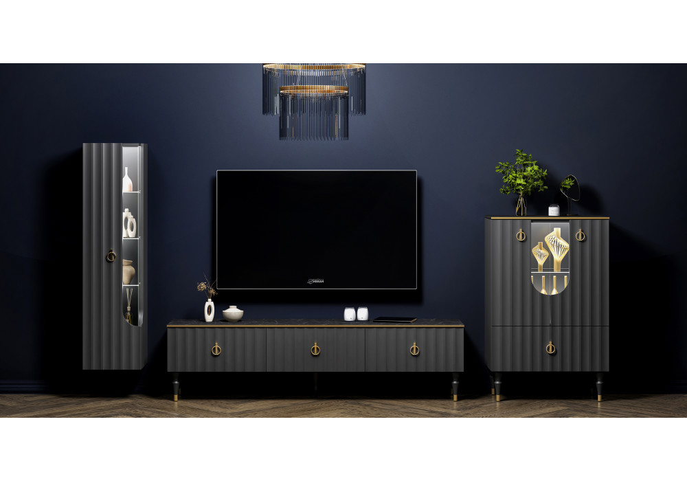 Гостиная МС ЛОРЕНСО (Графит) Мебель-Неман