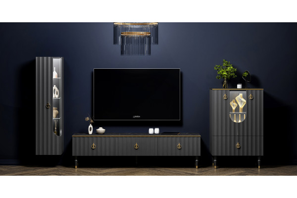 Гостиная МС ЛОРЕНСО (Графит) Мебель-Неман