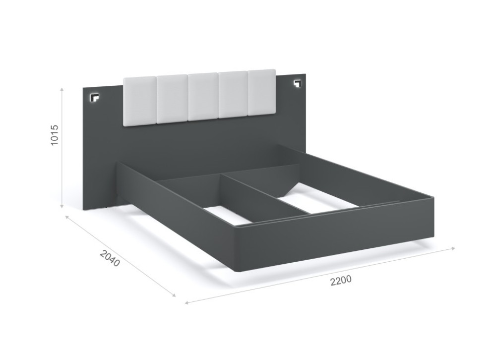 Кровать Мишель 1600 с  ортопедическим основанием (Антрацит) фабрика Империал 