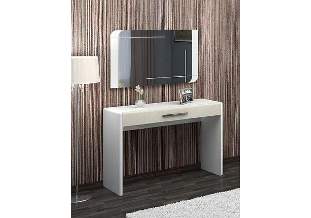 Туалетный стол Вива с зеркалом (Белый/Белый глянец, Платина ) фабрика Браво Мебель