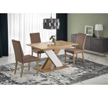 Стол обеденный HALMAR XARELTO раскладной, дуб ланцелот/белый, 130-175/85/76