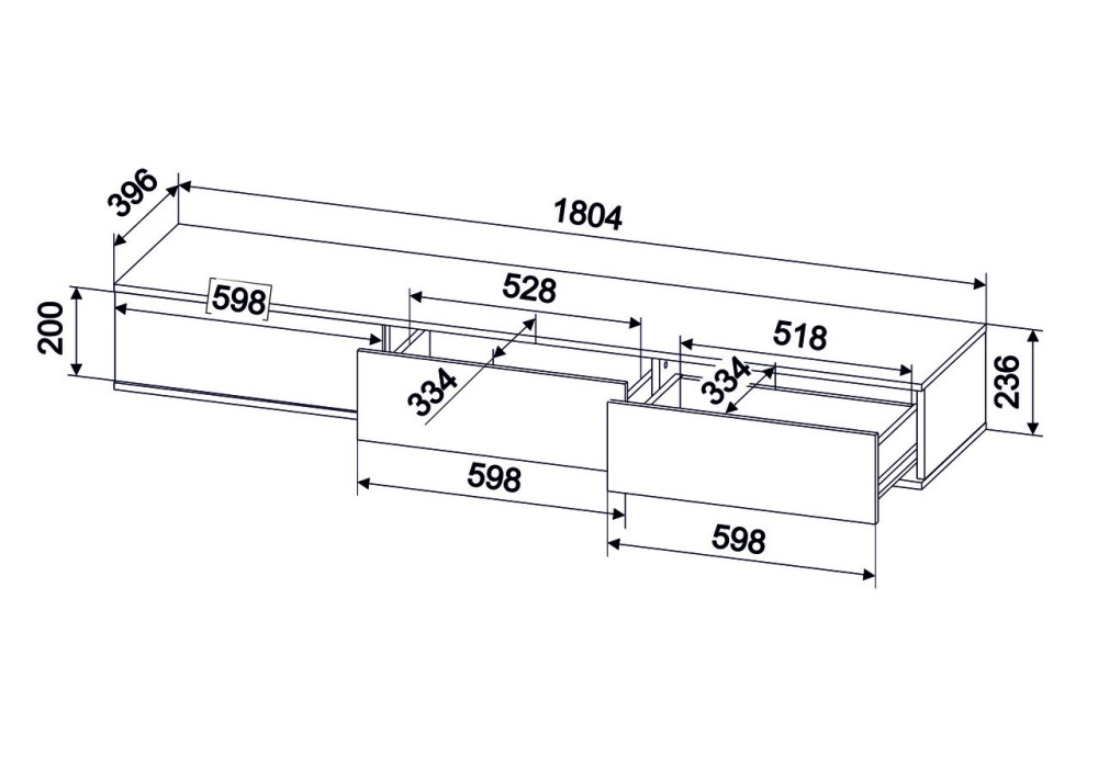 Тумба подвесная (ТВ) Quartz QZ-Т3Ш (Белый платинум / Бетон)  фабрика Интерлиния  
