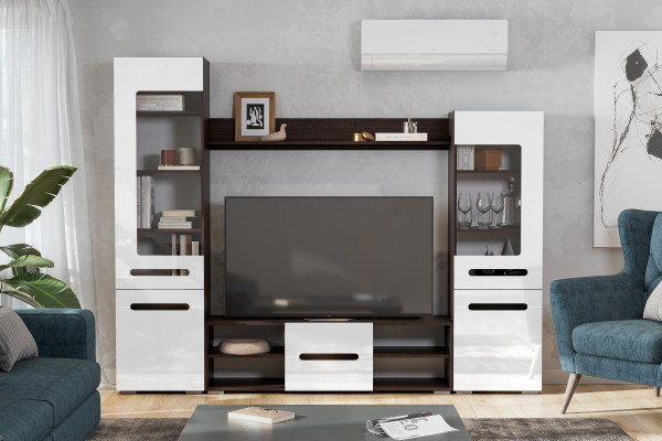 Гостиная NN Мебель МГС 6 (Венге / Белый глянец)