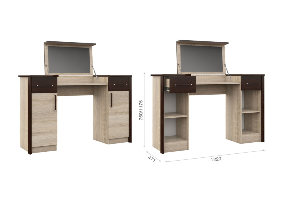 Туалетный столик   Эшли  (Венге/сонома)  фабрика Империал 
