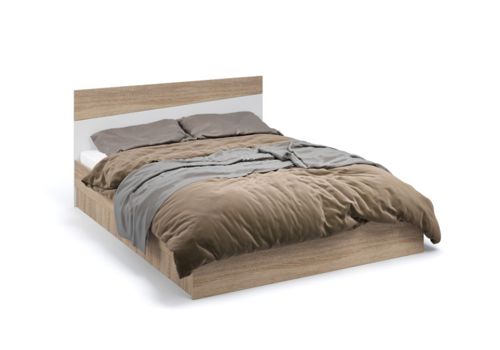 Кровать Антария 160*200 (основание ЛДСП) Сонома/белый фабрика Империал 