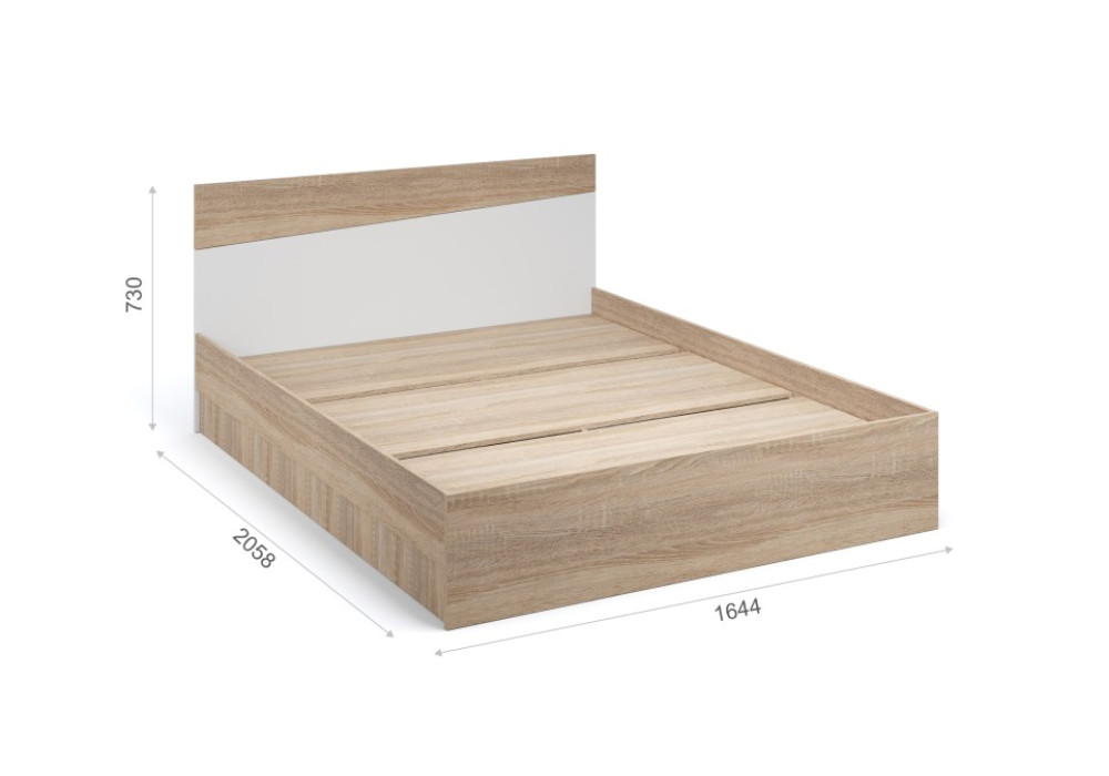 Кровать Антария 160*200 (основание ЛДСП) Сонома/белый фабрика Империал 