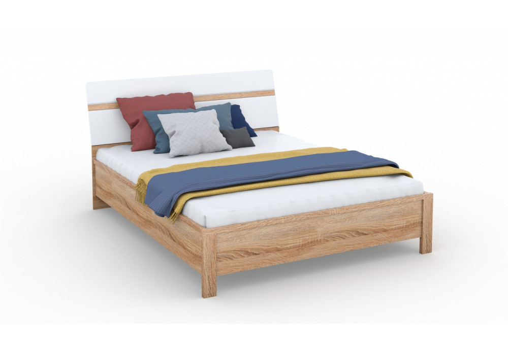 Кровать 160  Дакота с основанием (сонома/белый глянец)   фабрика Империал 