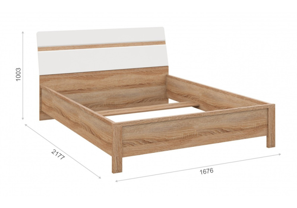 Кровать 160  Дакота с основанием (сонома/белый глянец)   фабрика Империал 