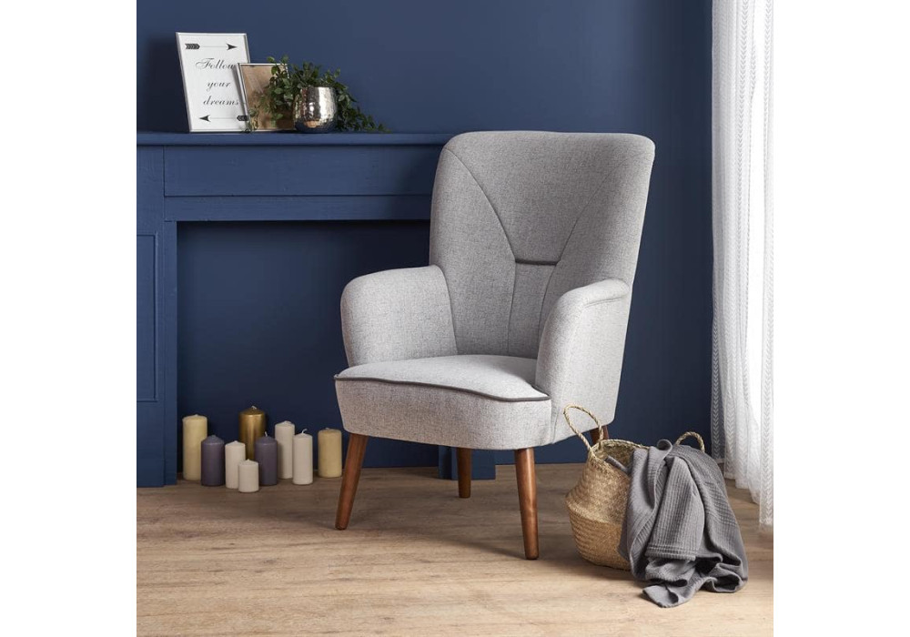 Кресло Halmar BISHOP (светло-серый/орех)