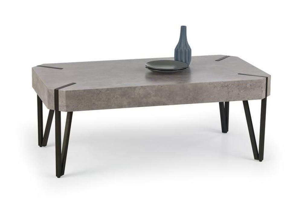 Стол журнальный HALMAR EMILY серый(бетон)\черный, 110/60/42
