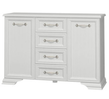 Комод для гостиной 4 ящика и 2 дверцы Грация (лак) (Белый/Белый)  фабрика Браво Мебель