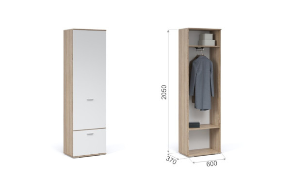 Распашной шкаф Виола (Сонома/белый)  фабрика Империал 