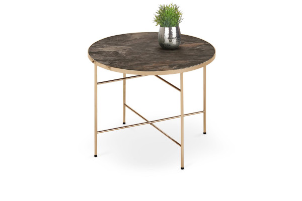 Стол журнальный HALMAR ISABELLE темный мрамор/шампань, 60/45