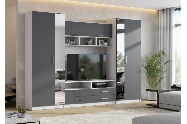 Гостиная Палермо-7 (Анкор белый/Графит)  фабрика Астрид-мебель