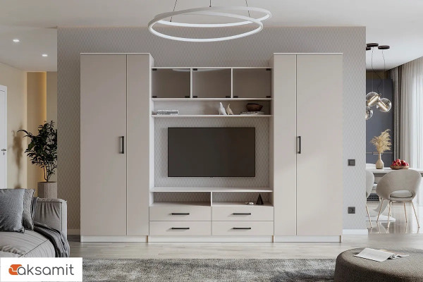 Гостиная ЦРК.ПЛР.09 Палермо-9 (Анкор белый/Сатин)  фабрика Астрид-мебель