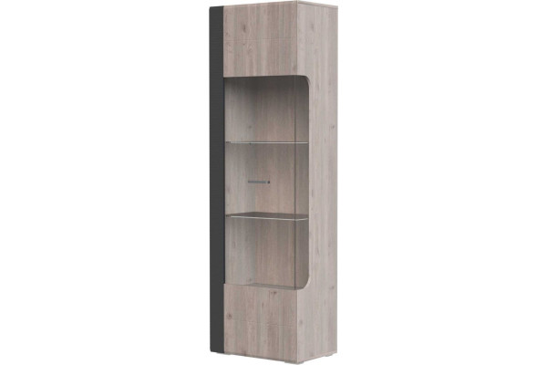 Шкаф витрина 1-дверца Бриз (Дуб Нельсон/Дуб Ниагара,Смоки Софт)   фабрика Браво Мебель