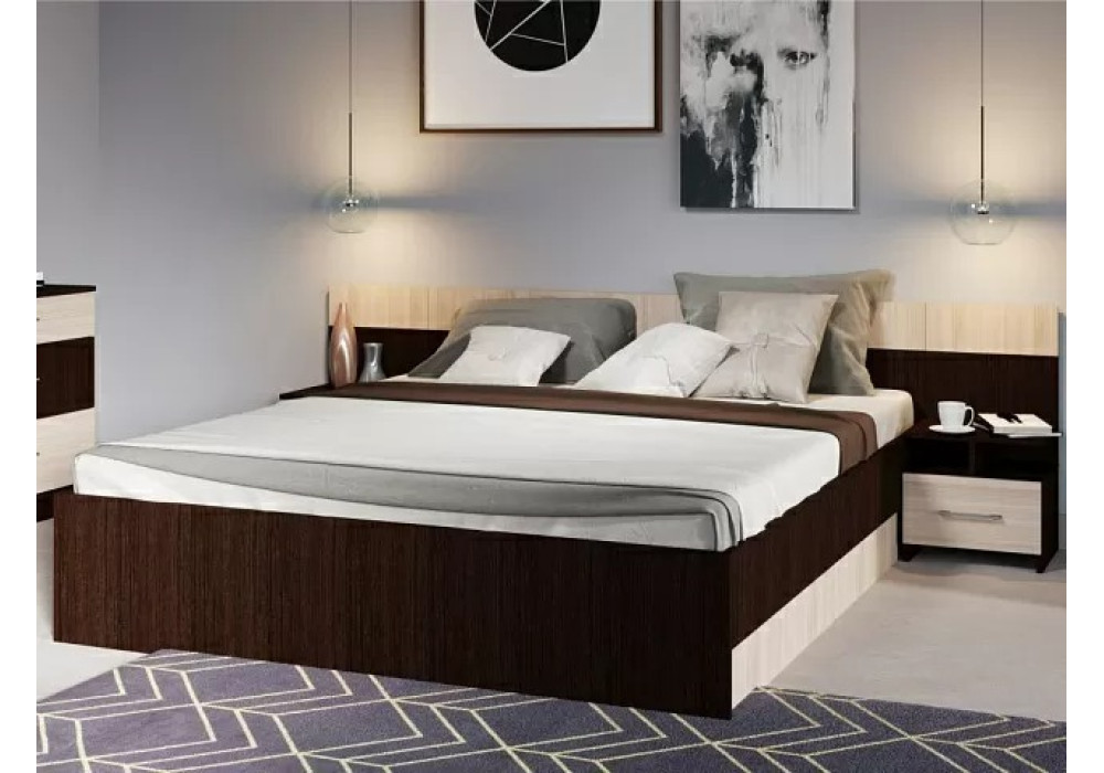 Кровать Алена 160 с основанием ( Венге/дуб молочный) фабрика Империал 