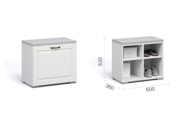 Прихожая Лацио Тумба для обуви 60 ручка бронза  (Белый/белое дерево)  фабрика Империал 