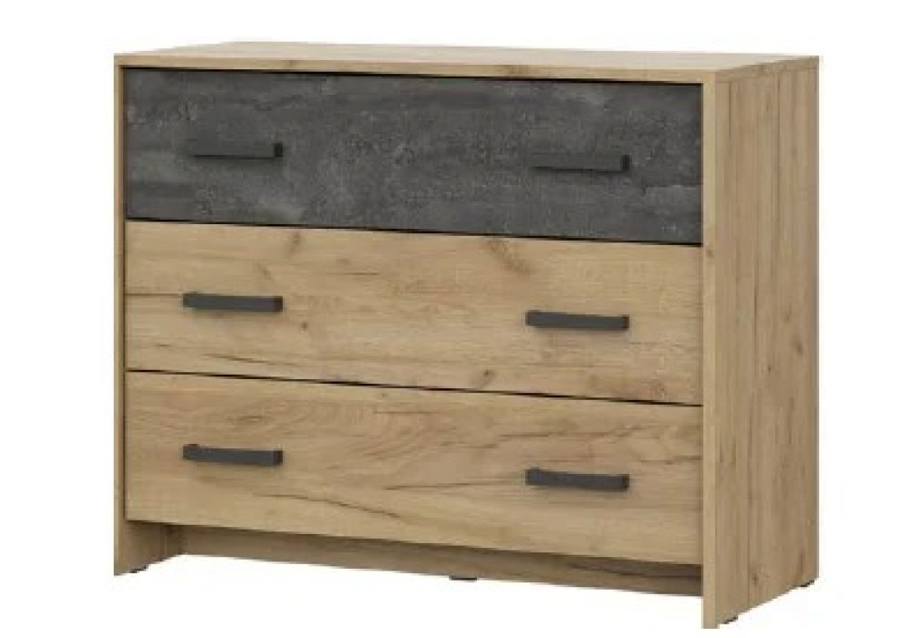 Комод NN Мебель МСП 1 3 ящика (Дуб Золотой/Камень Темный)