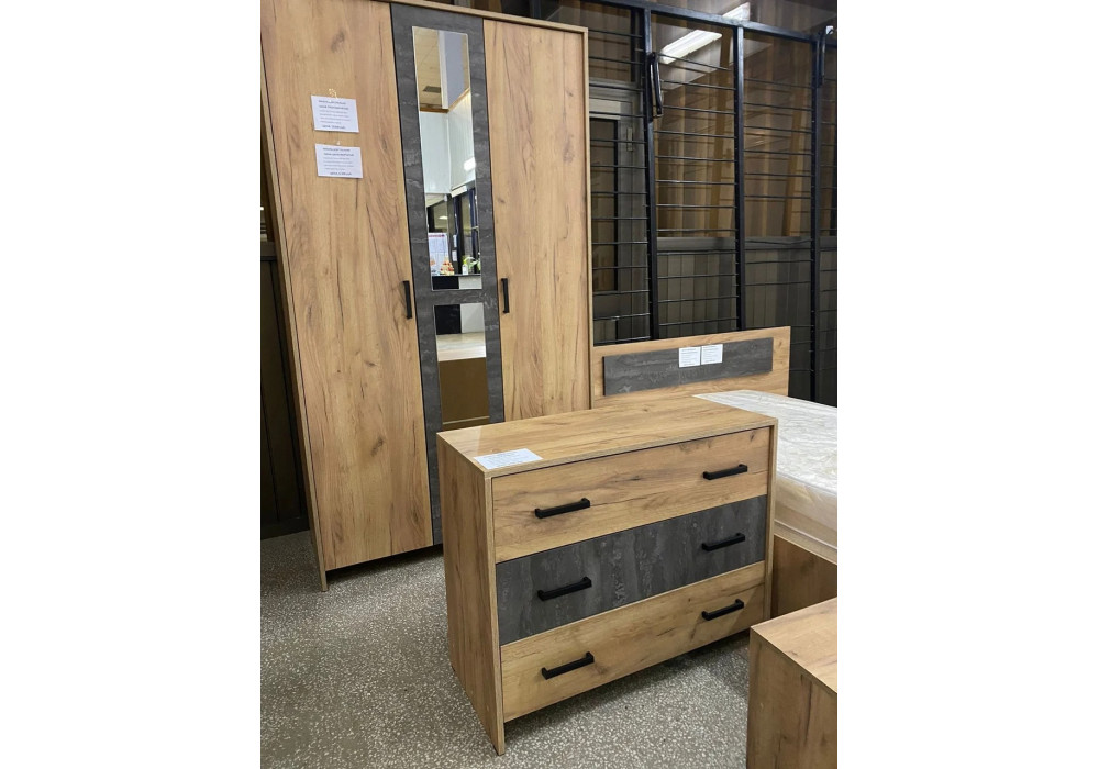 Комод NN Мебель МСП 1 3 ящика (Дуб Золотой/Камень Темный)