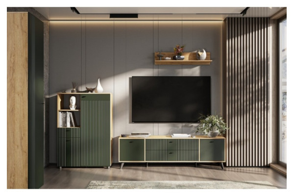 Гостиная Милан SV-МЕБЕЛЬ (дуб золотой/олива софт) Вар-3