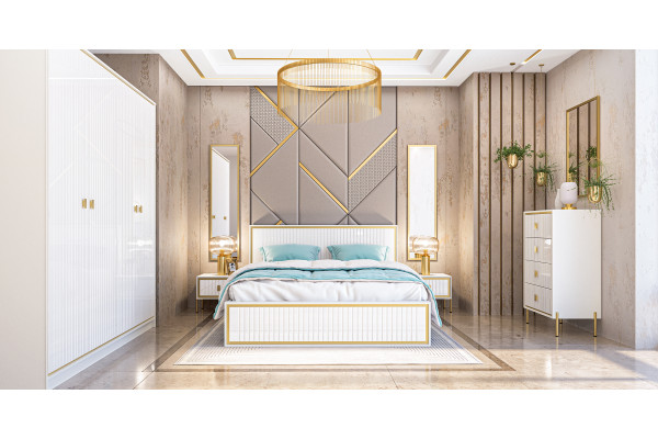 Спальня МС ЛЮКСОР (Белый глянец/белый) Мебель-Неман