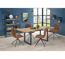 Стол обеденный HALMAR HORUS раскладной, дуб светлый/черный, 126-206/80/76