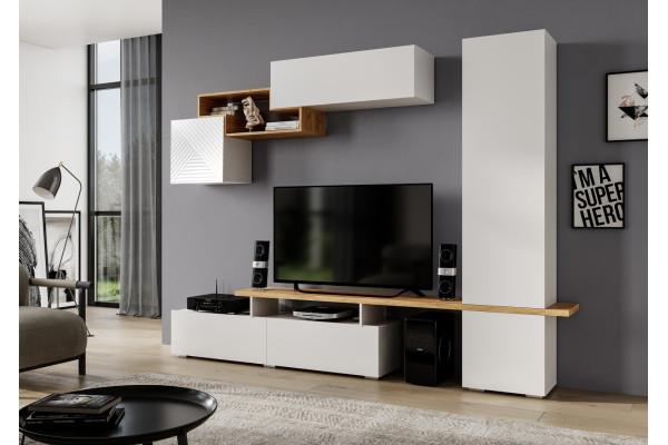 Гостиная Skyfree Нм-001 Дуб крафт золотой/Белый глянец/Белый  (МК Стиль)