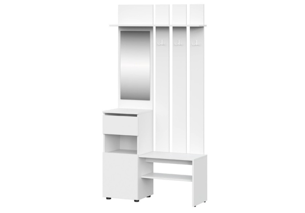 Вешалка с зеркалом NN-Мебель Токио (белый текстурный) 