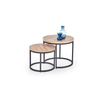 Комплект Halmar OREO, 2 стола журнальных (дуб сан ремо/черный)