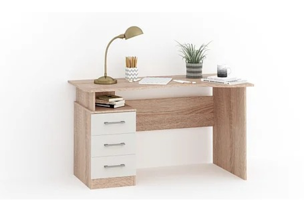 Стол Гарвард эргономик 130 3ящ правый (Дуб сонома/белый)  фабрика Империал 