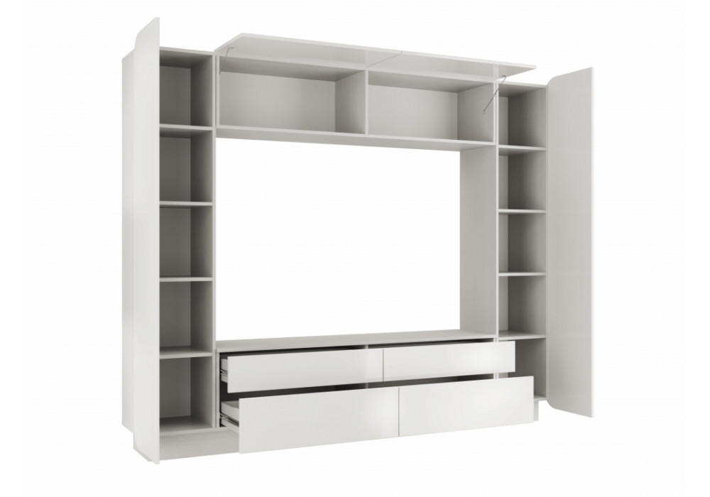 Стенка Лаванда 2 (белый/белый глянец)  фабрика Олмеко 