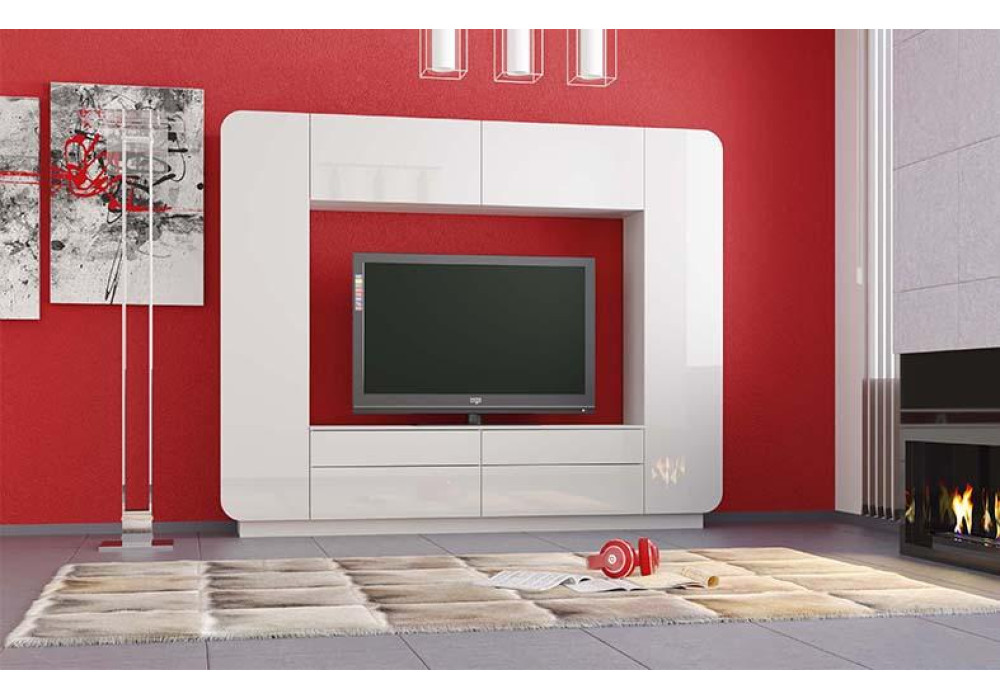 Стенка Лаванда 2 (белый/белый глянец)  фабрика Олмеко 