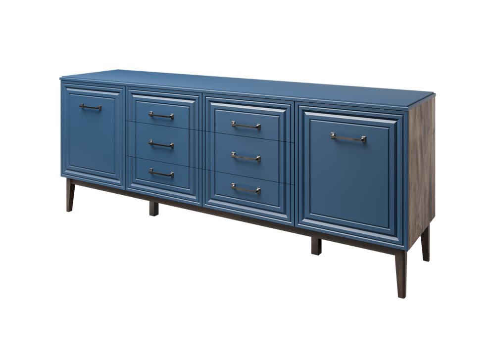 Комод 6 ящиков, 2 двери Гориция (Таксус / Лак Сапфировый) фабрика Браво Мебель