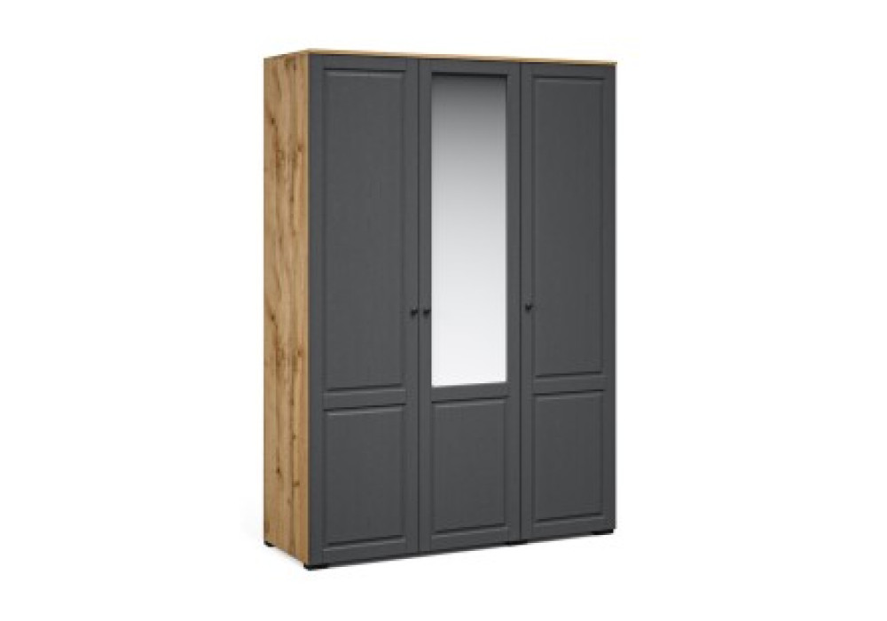 Распашной шкаф Лацио Сканди 3дв с зеркалом (Вотан/сканди графит) фабрика Империал 