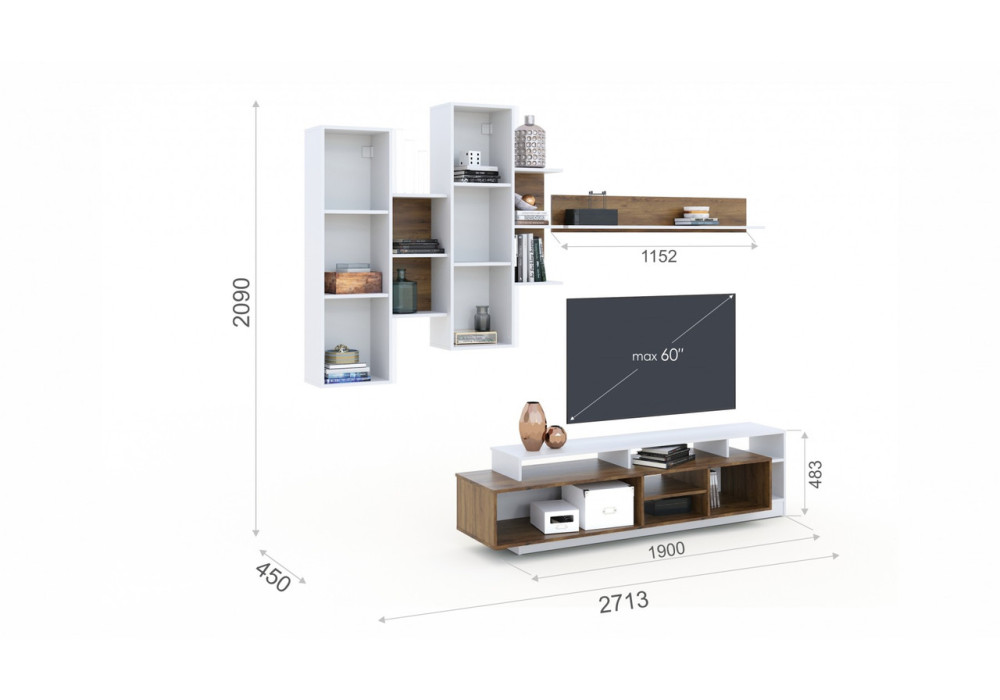 Гостиная Невио 2 (Дуб крафт золотой/белый) фабрика Империал 