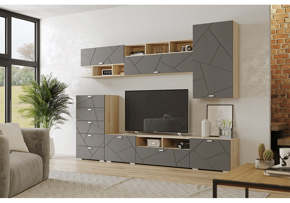 Гостиная Скайлайн  (Дуб Сонома Светлый/Графит) фабрика МЛК