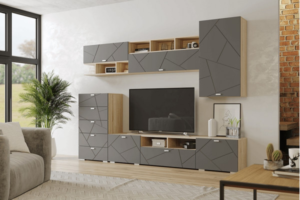 Гостиная Скайлайн  (Дуб Сонома Светлый/Графит) фабрика МЛК