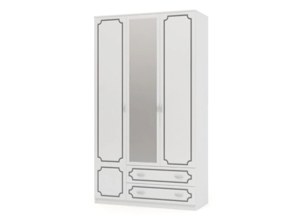 Шкаф ШР-3 трехдверный  Лакированный жемчуг  фабрика  Браво мебель