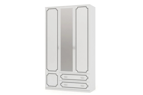 Шкаф ШР-3 трехдверный  Лакированный жемчуг  фабрика  Браво мебель