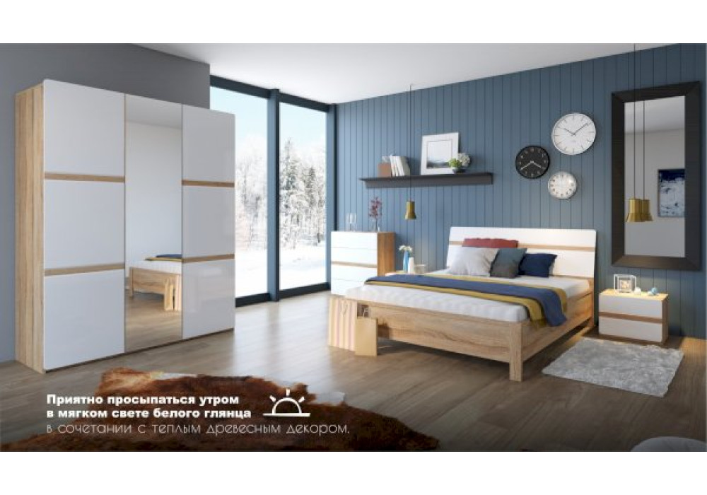  Распашной шкаф Дакота трехдверный  (Сонома/белый глянец)  фабрика Империал 