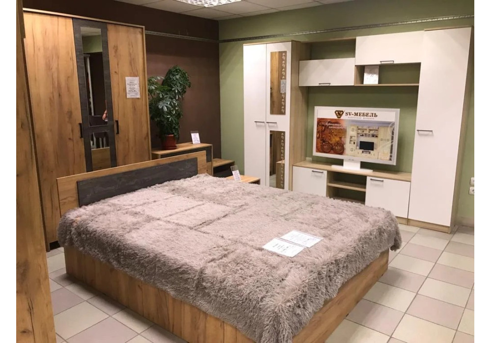  Модульная спальня NN-Мебель  МСП 1 (Дуб Золотой/Камень темный)