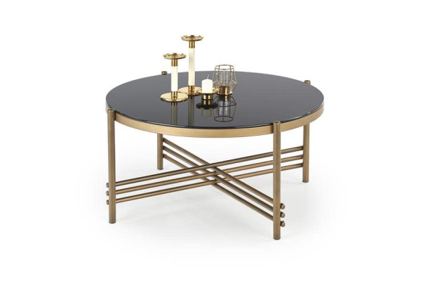 Стол журнальный HALMAR ISMENA черный/золотой, 80/41